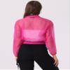 Allegra K Sheer Bomber Jacket for Women's Zip Up Long Sleeve See Through Jackets Small Hot Pink view 4