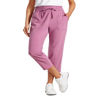 CRZ YOGA Lightweight Capri for Women 23" Cropped Casual Lounge Work Athletic Travel Pants with Pockets Quick Dry Summer Velvet Dust X-Large