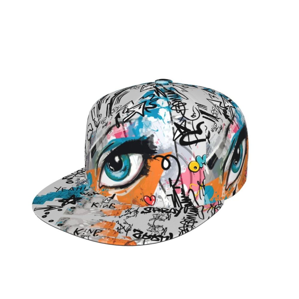 Luirioe Graffiti Art Baseball Cap,Funny Print Adjustable Flat Bill Brim Cap Hip Hop Hat Baseball Cap for Men Women