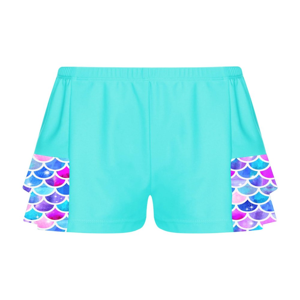 Hedmy Kids Girls Solid Color Elastic Waistband Quick Dry Casual Sport Shorts for Swimming Trainning Green Blue A 12 Years