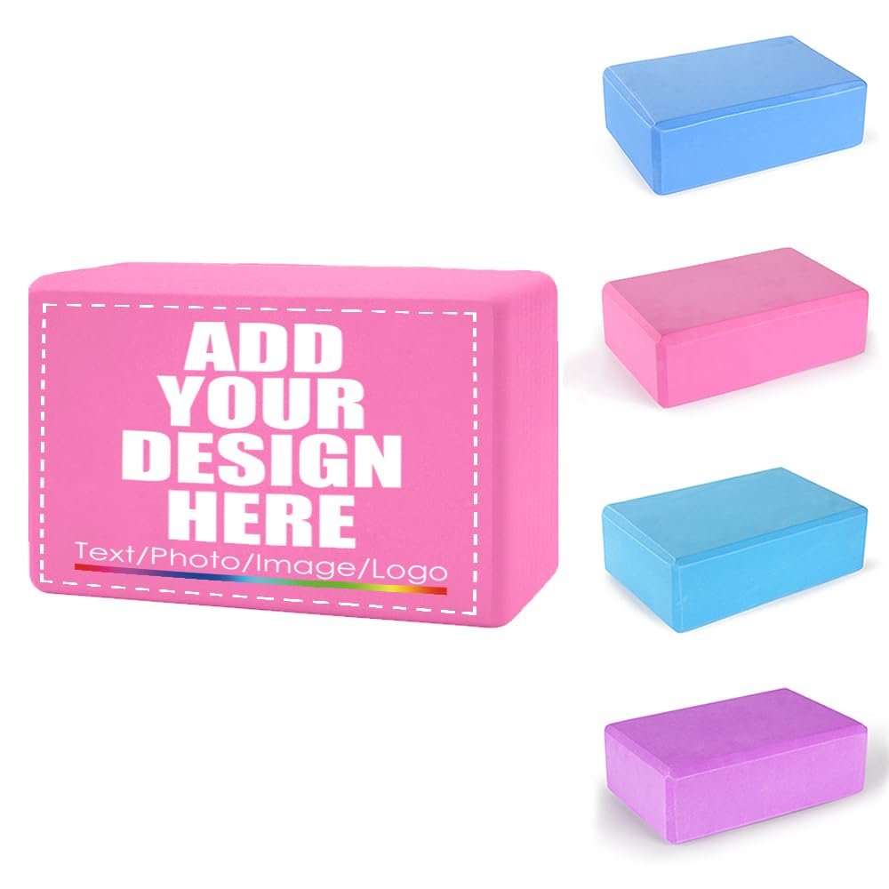 Customized Yoga Blocks with Your Name Text Logo Picture,Personalized Foam Yoga Block,Supportive,Lightweight Fitness Accessories
