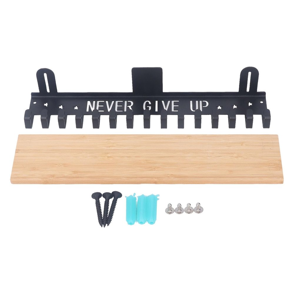 Medal Awards Rack Medal Hanger Display with Shelf, medal hanger 20 Hooks 16 in Wood Shelf Metal Wall Mounted Medal Display Hanger, dae medal lder with Shelf, 20 Hooks 16 in Wood Shelf Metal Wall
