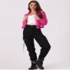 Allegra K Sheer Bomber Jacket for Women's Zip Up Long Sleeve See Through Jackets X-Large Hot Pink view 2