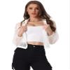 Allegra K Sheer Bomber Jacket for Women's Zip Up Long Sleeve See Through Jackets Large White view 1