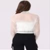 Allegra K Sheer Bomber Jacket for Women's Zip Up Long Sleeve See Through Jackets Large White view 4