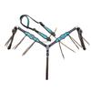 MOUSM Premium Argentina Cow Leather Western Tack, Headstall and Breast Collar Set Decorated with Turquoise and Silver Splash, Equestrian Gift view 1