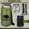 Foilswirl 1 Set Bear Food Bag for Camping Ultralight Food Hanging System Includes Waterproof Bear Bag, Nylon Ropes, Hooks for Camping Backpacking(10 L,Army Green) view 2