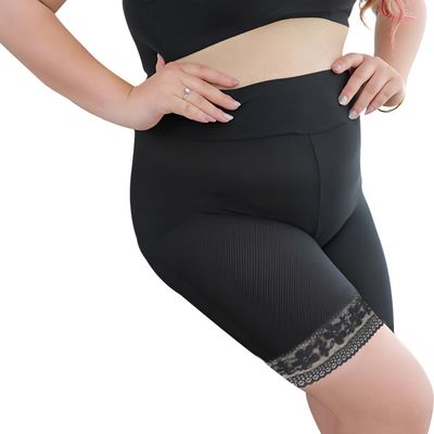 ITODA Plus Size Mesh Slip Shorts for Under Dresses Anti-Chafing Lace Safety Underwear Black
