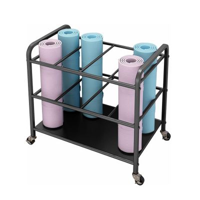Foam Roller & Yoga Mat Storage Rack With Wheels, Yoga Mat Holder(Black)