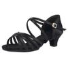 YCALCP Girls Latin Dance Shoes Silk Ballroom Salsa Tango Professional Performance Practice Dancing Shoes, XGGZS, 1.5 Inch Heel, Black, 6 M view 1