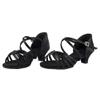 YCALCP Girls Latin Dance Shoes Silk Ballroom Salsa Tango Professional Performance Practice Dancing Shoes, XGGZS, 1.5 Inch Heel, Black, 6 M view 2
