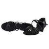 YCALCP Girls Latin Dance Shoes Silk Ballroom Salsa Tango Professional Performance Practice Dancing Shoes, XGGZS, 1.5 Inch Heel, Black, 6 M view 3