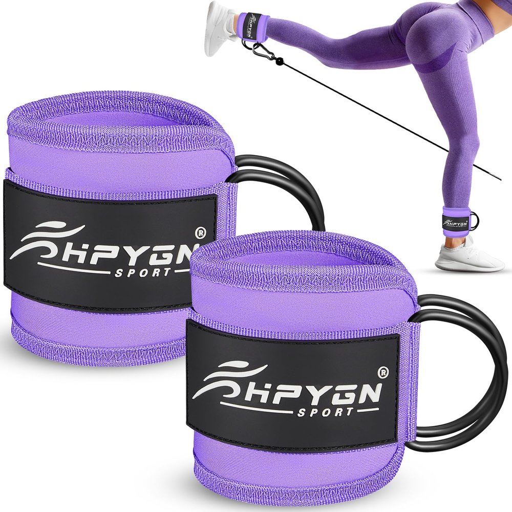 HPYGN Ankle Straps for Cable Machines, One Size Fit with Premium Padding, Cable Machine Attachment, Work Out Equipment for Kickbacks, Leg Extensions, Hip Abductors, work out sets gym for women