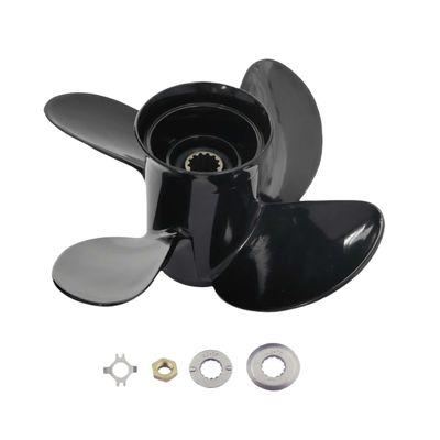 WINGOGO 48-8M8026640 10.1 X 15 Pitch 4 Blade RH 13 Spline Tooth Outboard Boat Propeller Replacement for Mercury 25-70HP Aluminum Prop with Hub Kit