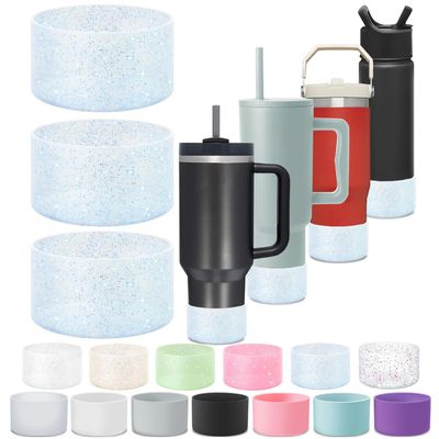 3Pcs Silicone Stanley Cup Boot For Stanley Cup Accessories,Stanley Boot For Stanley Tumbler 30 Oz 40 Oz & IceFlow 20oz 30oz & Hydro Flask 12-24oz,Silicone Water Bottle Bottom Sleeve Bumper Cover