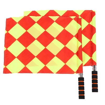 2Pcs Soccer Referee Flag Set,Sports Match Football Linesman Flags,Metal Pole Foam Handle, with Storage Bag for Sports, Soccer, Football, Basketball