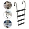 Extendable Dock Ladders 4 Step Stainless Steel Heavy Duty Telescoping Transom Swim Deck, Under Platform Slide Mount for Marine Yacht Boat Swim view 3