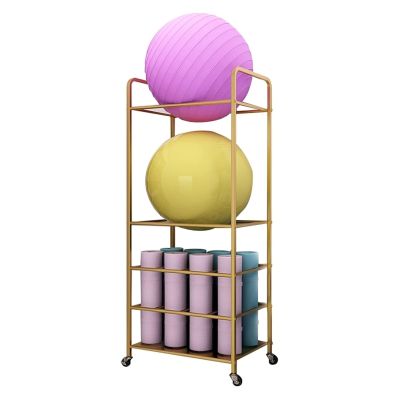 Aimery Yoga Mat Storage Holder with Wheels, Yoga Storage OrganizerWorkout Equipment Storage Organizer,Exercise Ball Holder, Yoga Ball Holder,Pregnancy Ball Organizer (Color : Gold)