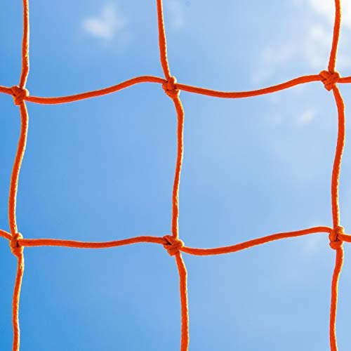 FORZA Replacement 24ft x 8ft Stadium Soccer Goal Nets | 5mm Braided HDPE Striped Soccer Nets for Stadium Box Goals [11 Colour Options] (Orange, Single)
