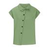 Womens Tshirts Cotton Linen High Neck Cap Sleeve Shirt Summer Fashion Casual Cotton Linen Blouses Trendy Tops Spring Shirts for Women Green S view 3