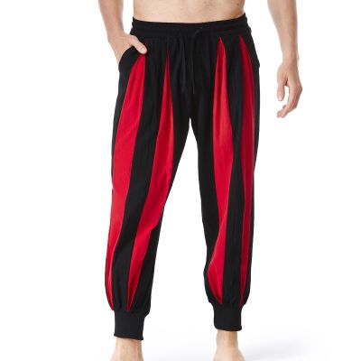Cambkatl Men's Colorblock Linen Jogger Pants Lightweight Summer Yoga Golf Beach Sweatpants Lounge Trousers with Pockets