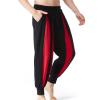 Cambkatl Men's Colorblock Linen Jogger Pants Lightweight Summer Yoga Golf Beach Sweatpants Lounge Trousers with Pockets view 3