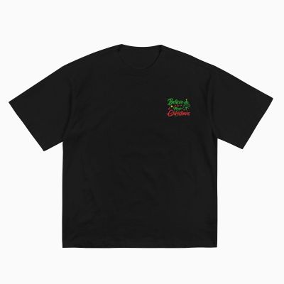 Believe in The Magic of Christmas Christmas Cotton T-Shirt for Men Women Short Sleeve Tee Shirts Black