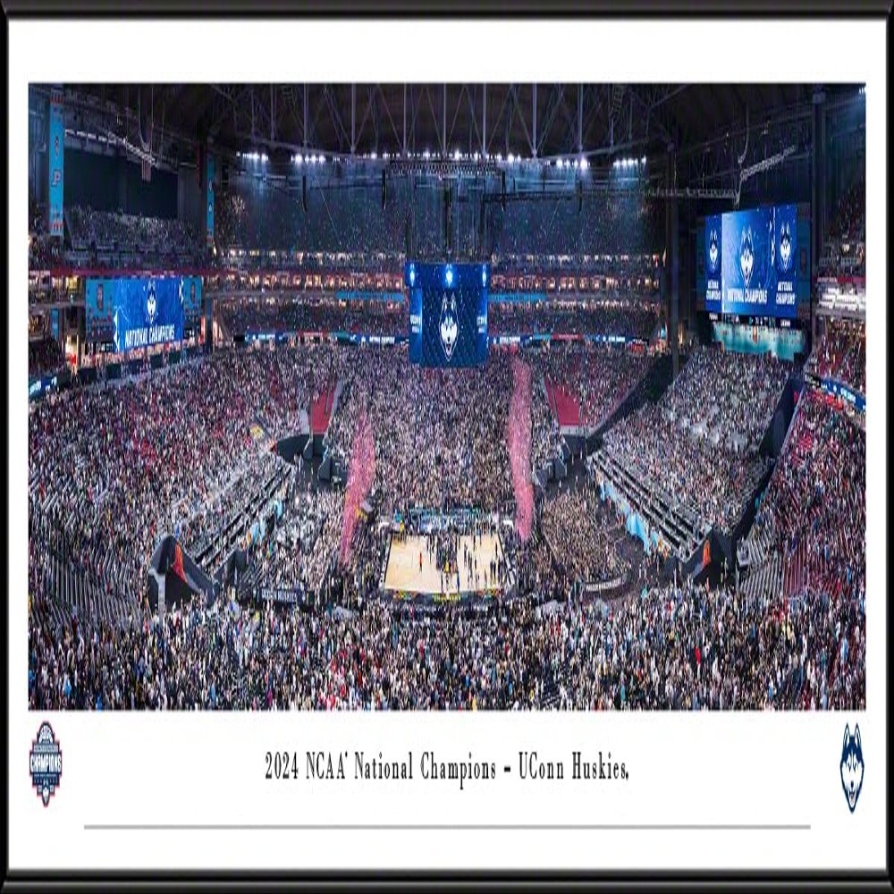2024 NCAA Basketball National Champions, UCONN Huskies - Standard Framed Print by Blakeway Panoramas (40.25"W x 13.75"H)