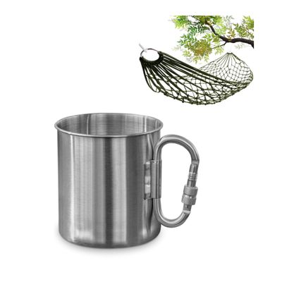 Set of Stainless Steel Mug with Handle & Mesh Rope Hammock for Outside