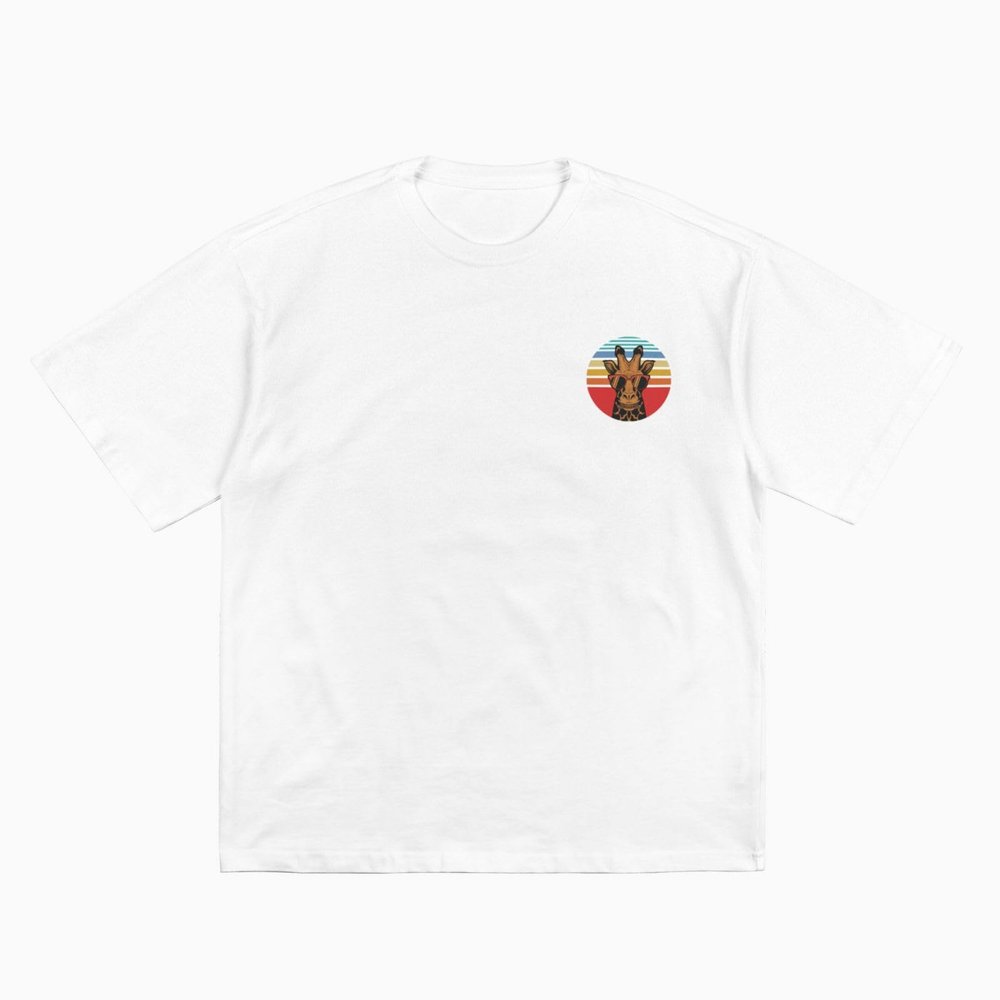 BASTU Giraffe Wearing Sunglasses Cotton T-Shirt for Men Women Short Sleeve Tee Shirts White