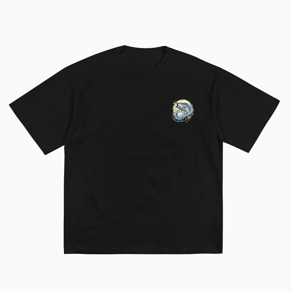 Fishing Rods and Big Bass Cotton T-Shirt for Men Women Short Sleeve Tee Shirts Black