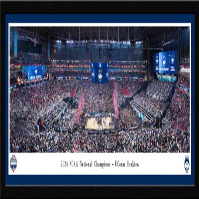 2024 NCAA Basketball National Champions, UCONN Huskies - Single Mat, Select Framed Picture by Blakeway Panoramas (41.5"W x 15.5"H)