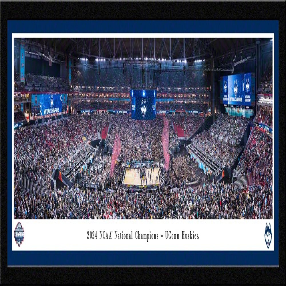 2024 NCAA Basketball National Champions, UCONN Huskies - Single Mat, Select Framed Picture by Blakeway Panoramas (41.5"W x 15.5"H)