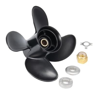 MARKGOO Propeller 10.1X15 Pitch 4 Blades RH 13 Spline Tooth with Hub Kit for Mercury Spitfire Outboard 25 30 35 40 45 50 55 60 70 75 HP Boat Motor Engine Parts Aluminum Prop 48-8M8026640