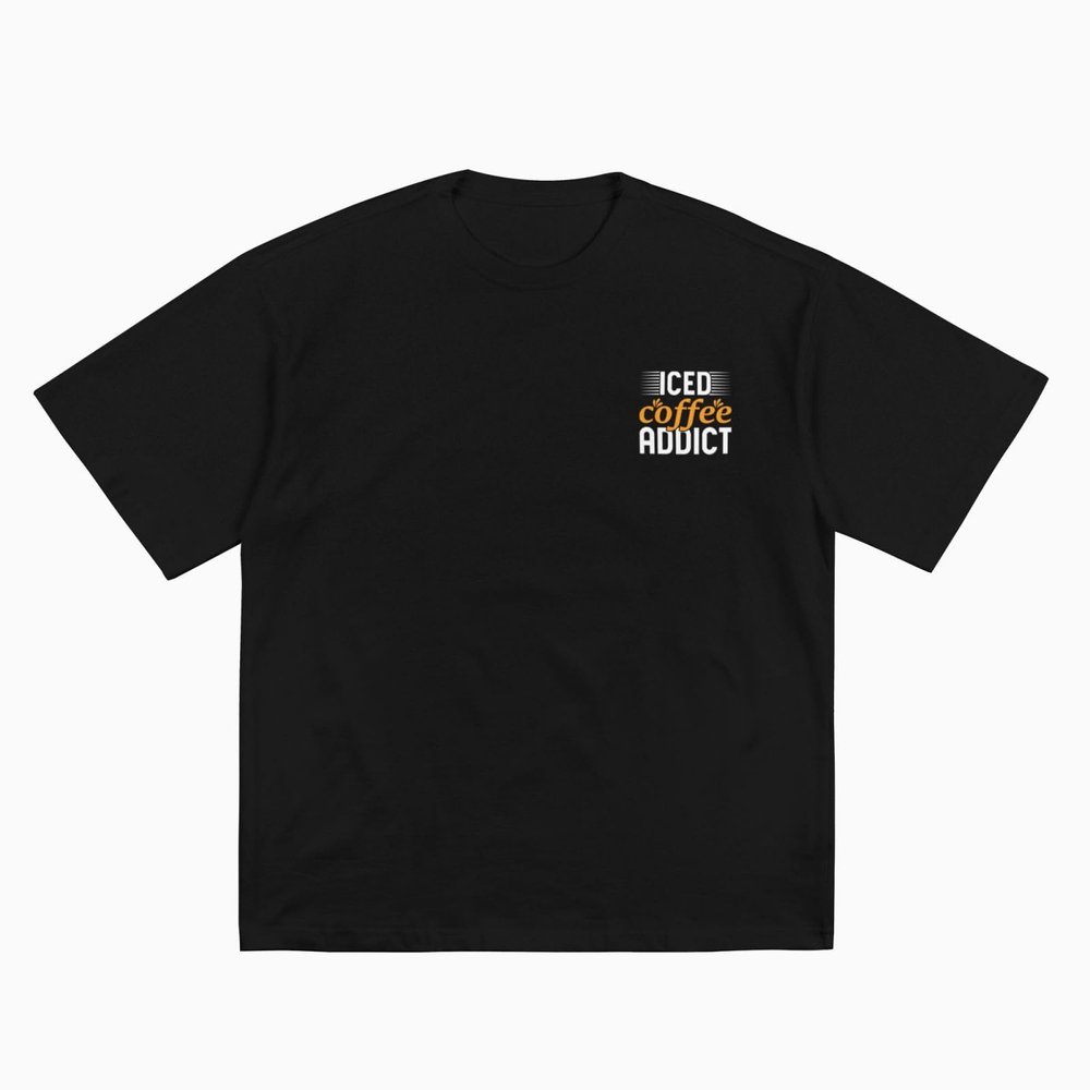 BASTU Iced Coffee Addic Cotton T-Shirt for Men Women Short Sleeve Tee Shirts, Small, Black