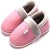 Asifn Women's Men's Soft House Felt Slippers Suede Indoor Slip On Cotton Shoes Memory Foam Anti-Skid Sole 6 Women Pink view 1