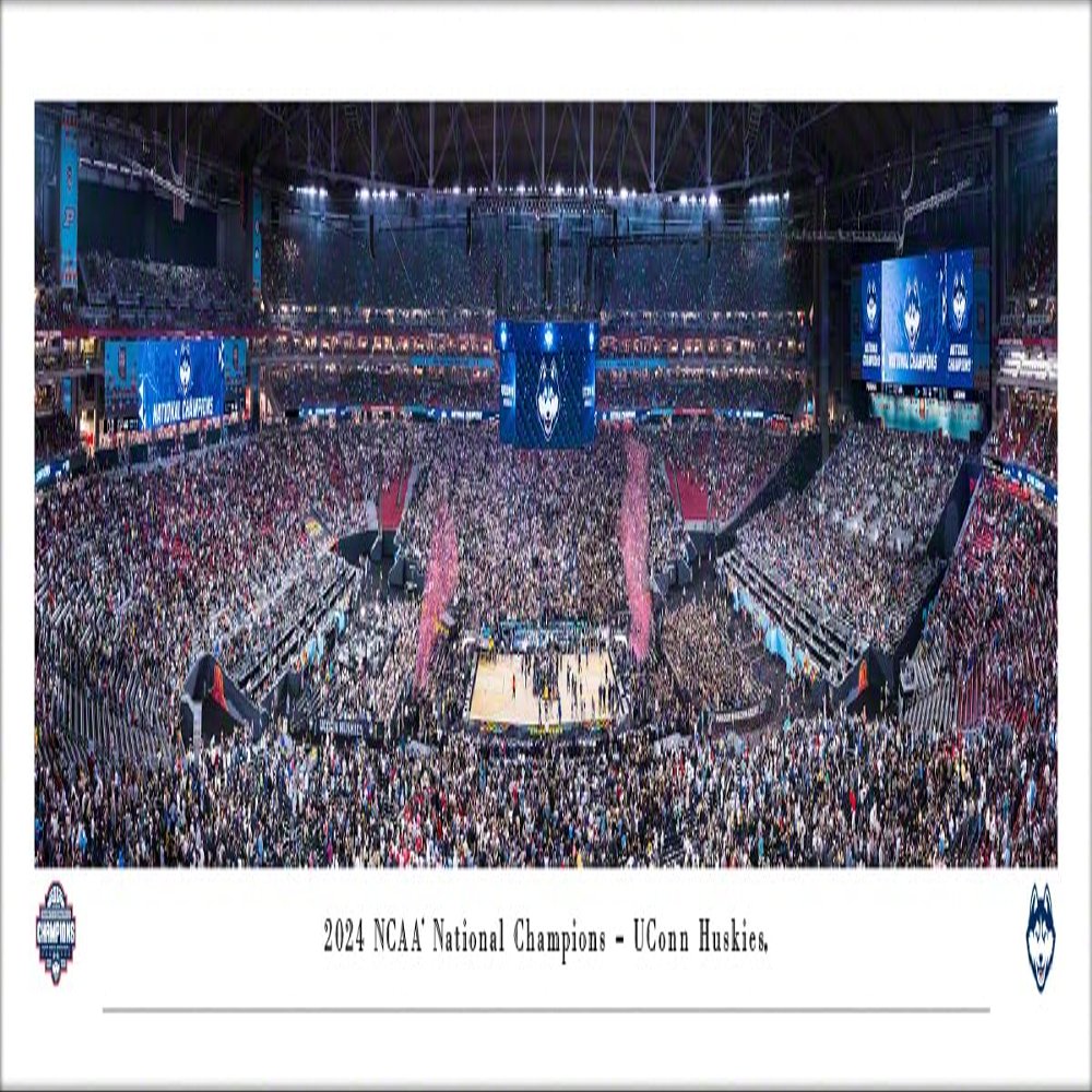 2024 NCAA Basketball National Champions, UCONN Huskies - Unframed Poster by Blakeway Panoramas (40"W x 13.5"H)