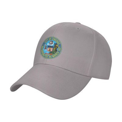 Adjustable Seal of Chicago, Illinois Baseball Cap Women Men Hat Truck Driver Baseball Caps Sun Hats Gray