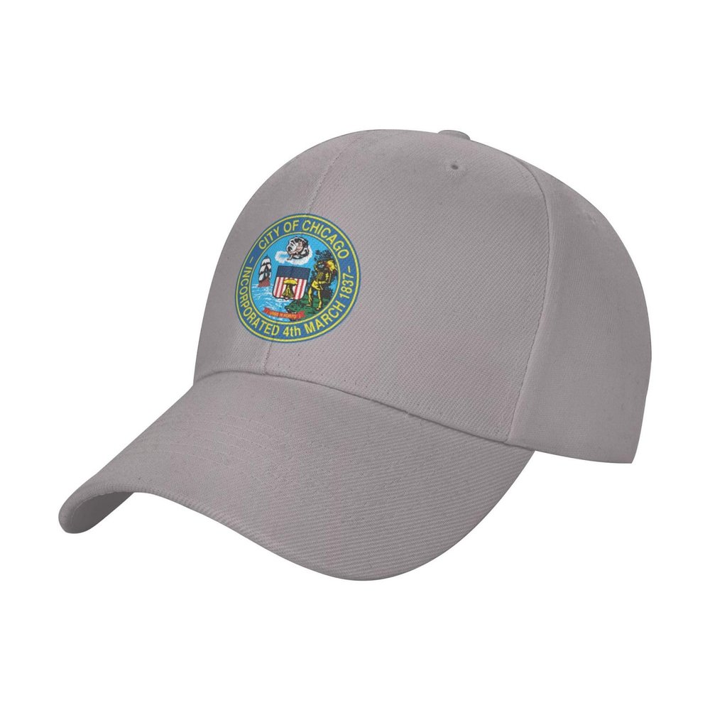 Adjustable Seal of Chicago, Illinois Baseball Cap Women Men Hat Truck Driver Baseball Caps Sun Hats Gray