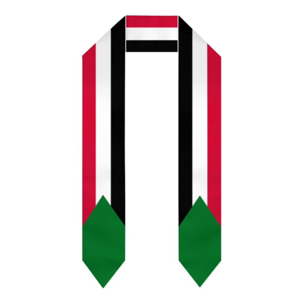 NineFit Basics Sudan Sudanese Flag Graduation Sash 2024 Graduation Sash Adult Stole Graduation Stole for Study Aboard Students 72 Inch, Lightweight model, White 0