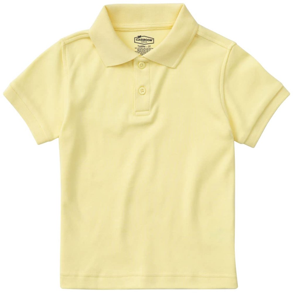 Classroom School Uniforms Toddler Short Sleeve Interlock Polo CR891D, 3T, Yellow