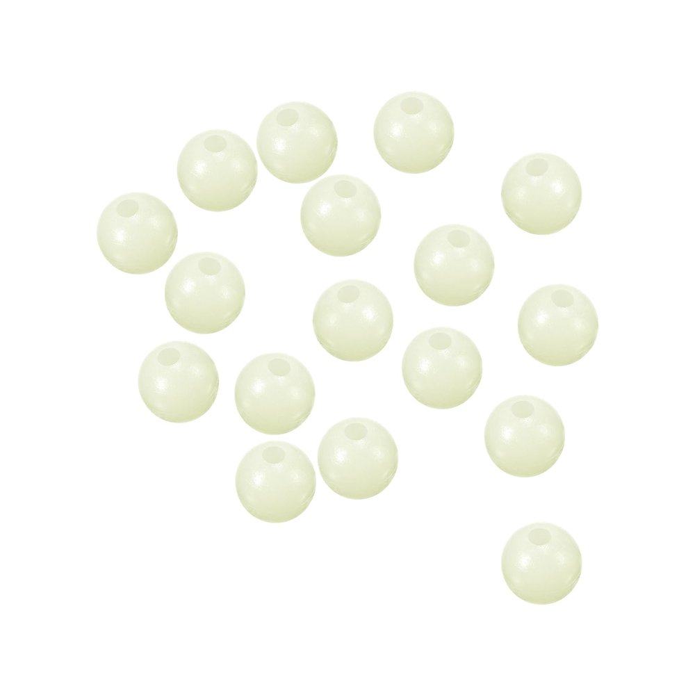 PATIKIL 6mm Glow Fishing Beads, 200Pcs Plastic Round Rubber Luminous Fishing Bait Eggs Rig Bead Tackle Lures Accessories with Storage Box, White