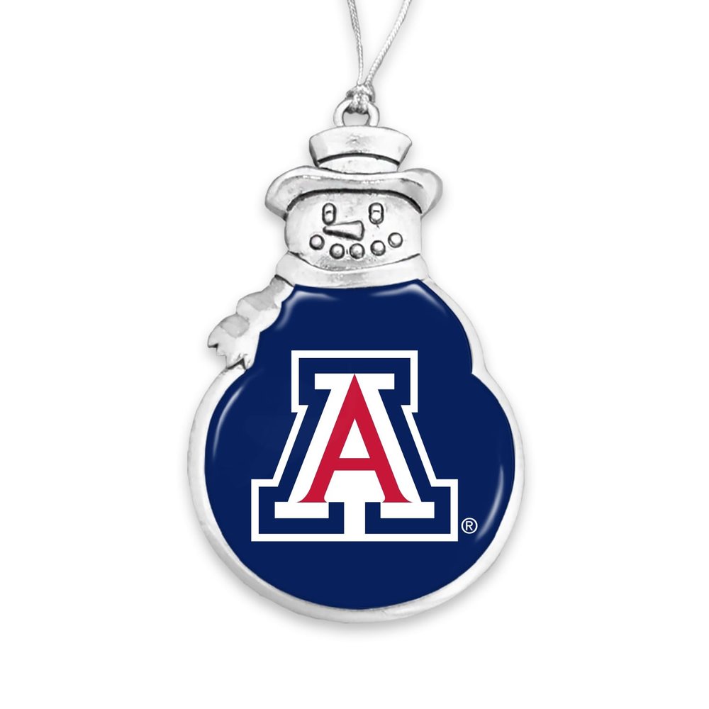 Arizona Wildcats Snowman with Team Logo Silver Christmas Ornament Gift