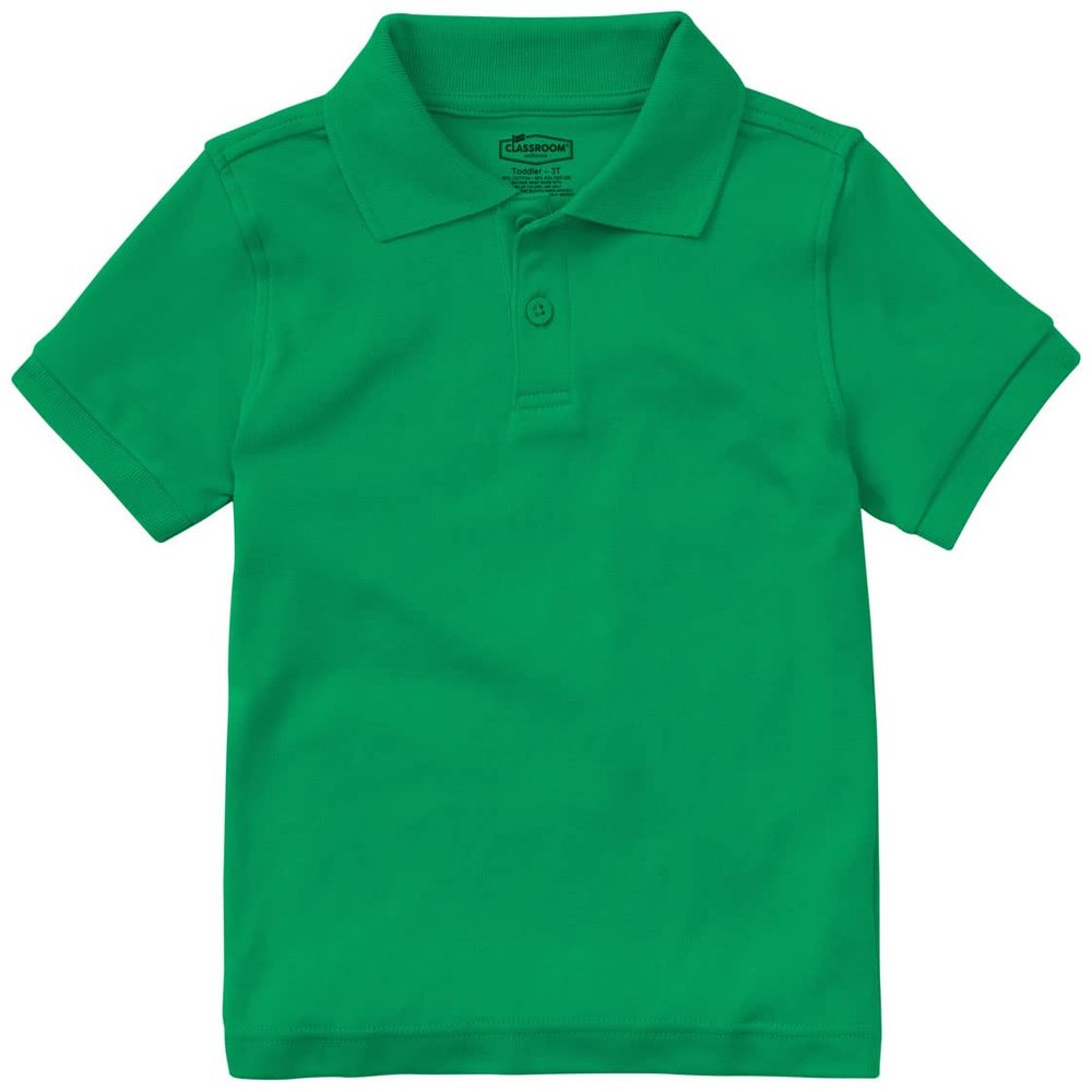 Classroom School Uniforms Toddler Short Sleeve Interlock Polo CR891D, 4T, SS Kelly Green