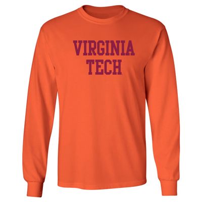 UGP Campus Apparel AL01 - Virginia Tech Hokies Basic Block Long Sleeve T-Shirt - Medium - Orange