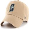 47 Brand MLB Khaki Primary Logo Clean Up Adjustable Strap Baseball Dad Hat Cap, Adult One Size Fits All - Seattle Mariners - Khaki view 1