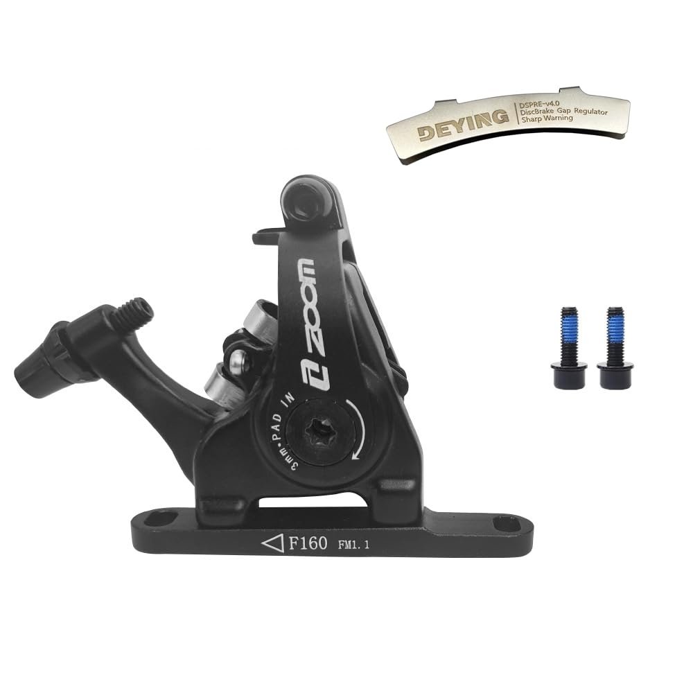Zoom Dual-Piston Cable Actuated Mechanical Flat Mount Disc Caliper (Front Brake Black)