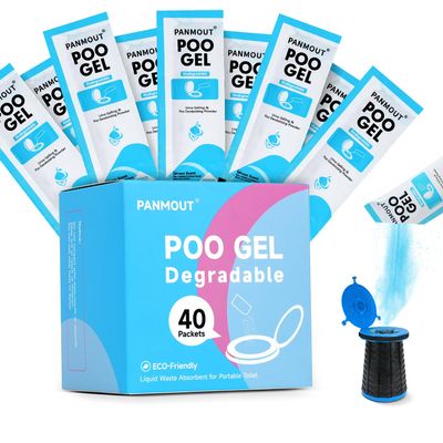 Panmout 40Packs Poo Gel for Portable Toilet, Absorbent Poo Powder for Liquid Waste and Urine Camping Toilet Outdoor Hiking (40) (40)