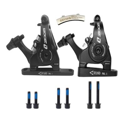 DEYING Zoom Dual-Piston Cable Actuated Mechanical Flat Mount Disc Caliper (Front & Rear Black)