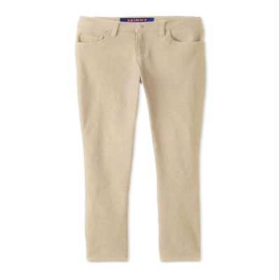 French Toast Little Girls' Super Stretch Skinny School Uniform Pants with Pockets, Khaki, 4